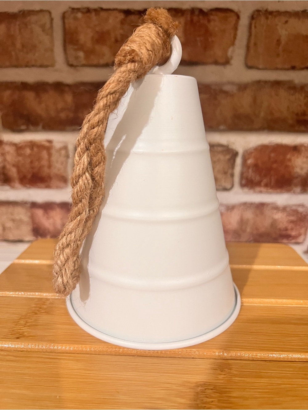 White Rustic Hanging Metal Bell with Jute Rope - Home Party Supplies